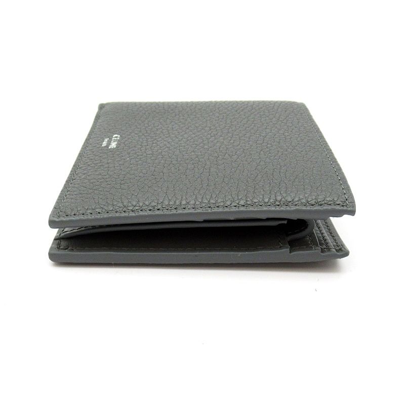 Celine Bifold Wallet Grained Calfskin Gray — view 3