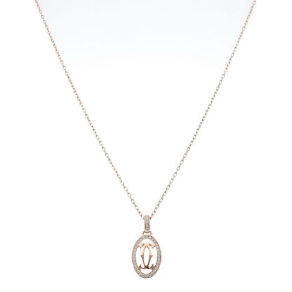 Cartier Logo Double Diamond Necklace 18K Pink Gold — view 2