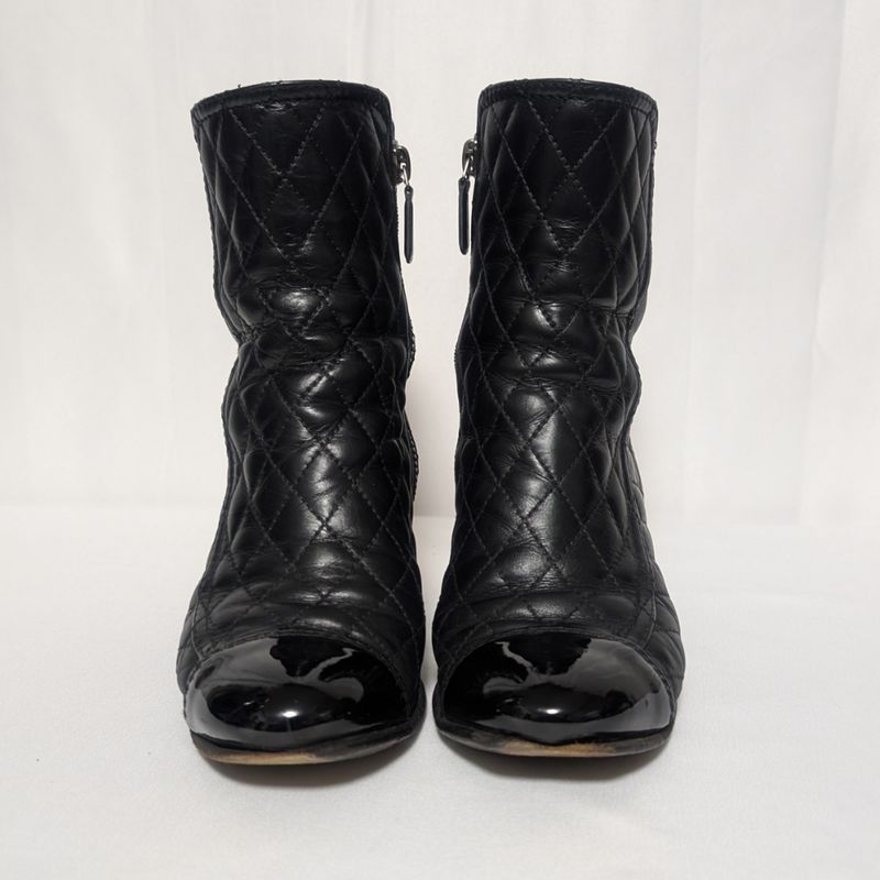 Chanel CC Logo Short Boots Quilted Black
