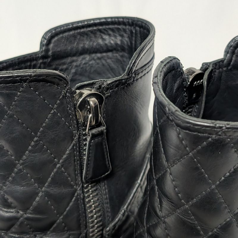 Chanel CC Logo Short Boots Quilted Black