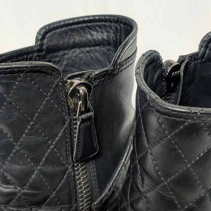 Chanel CC Logo Short Boots Quilted Black