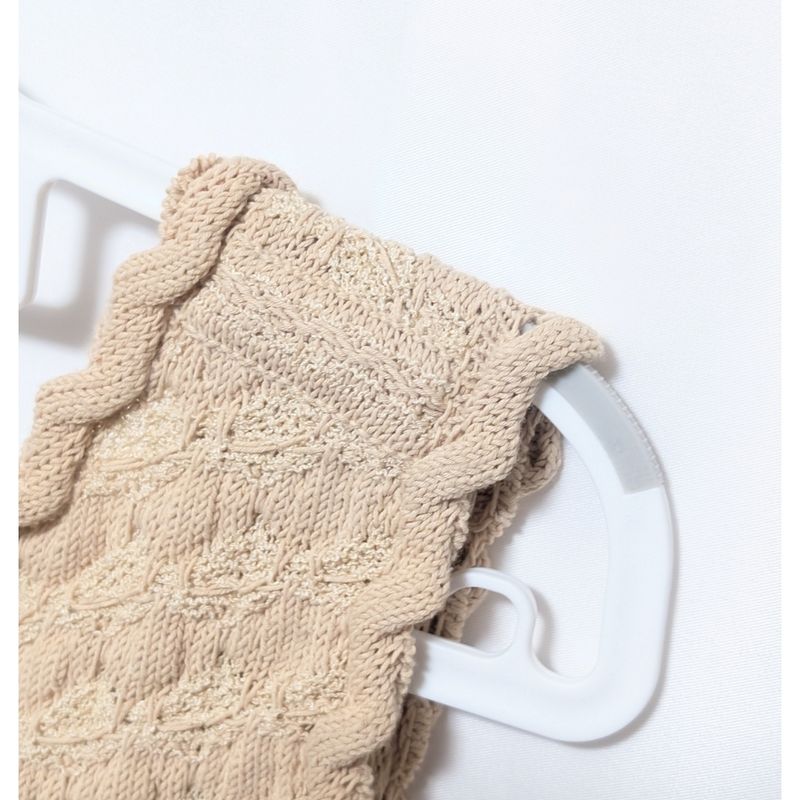 Chanel Knit Dress Beige Navy Coco Button Sleeveless