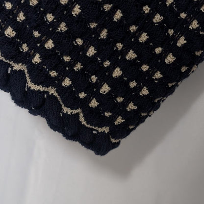 Chanel Knit Dress Beige Navy Coco Button Sleeveless
