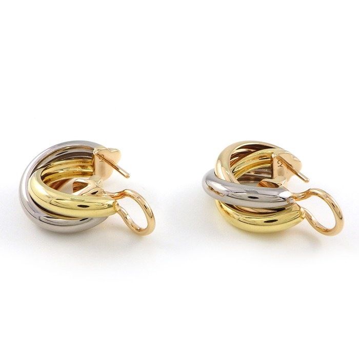 Cartier Earrings Trinity Hoop Three Color 18K Pink Gold White — view 2