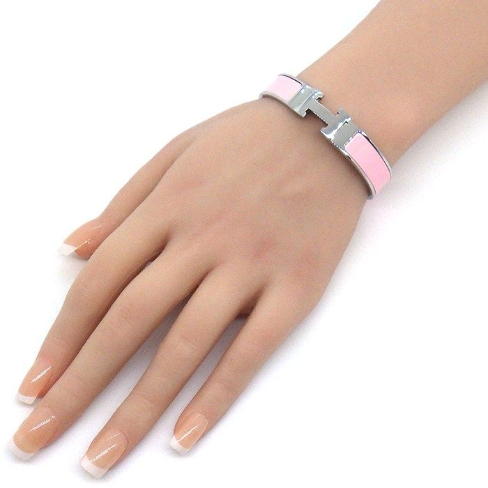 Hermes Bangle Click PM Rose Can Lacquer Metal — view 7