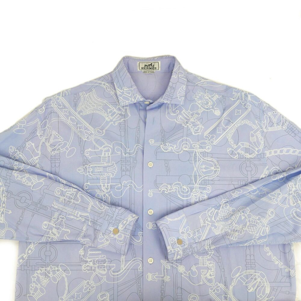 Hermes Long Sleeve Shirt Mors Et Gourmettes 38 Blue Top — view 4