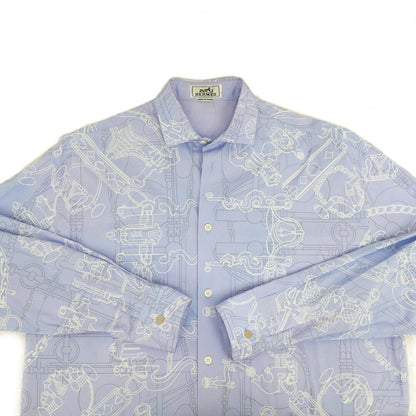 Hermes Long Sleeve Shirt Mors Et Gourmettes 38 Blue Top — view 4