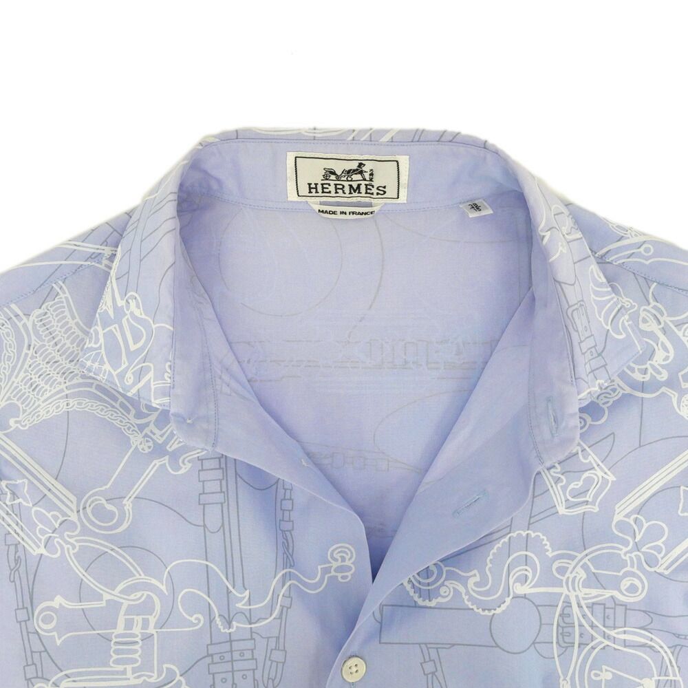 Hermes Long Sleeve Shirt Mors Et Gourmettes 38 Blue Top — view 3
