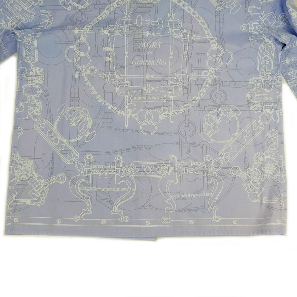 Hermes Long Sleeve Shirt Mors Et Gourmettes 38 Blue Top — view 8