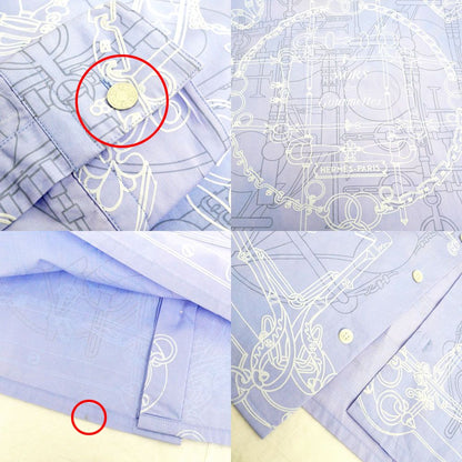 Hermes Long Sleeve Shirt Mors Et Gourmettes 38 Blue Top — view 9
