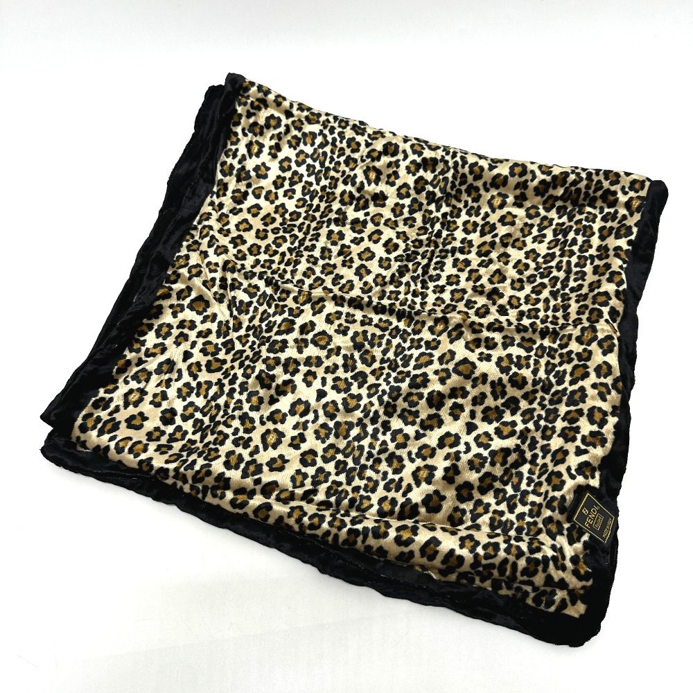 Fendi Shawl Leopard Print Velour Brown Black — view 8
