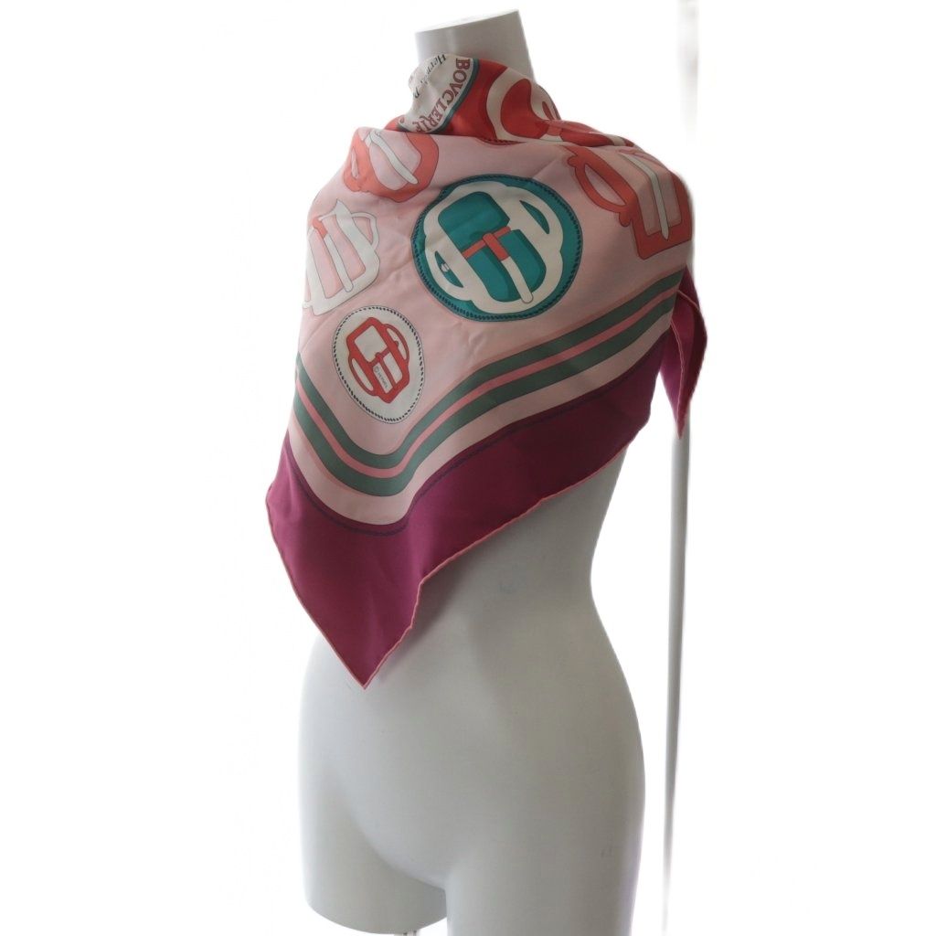Hermes Scarf Carre 90 Bouclerie Moderne Modern Buckle Silk Prune Rosebell — view 5