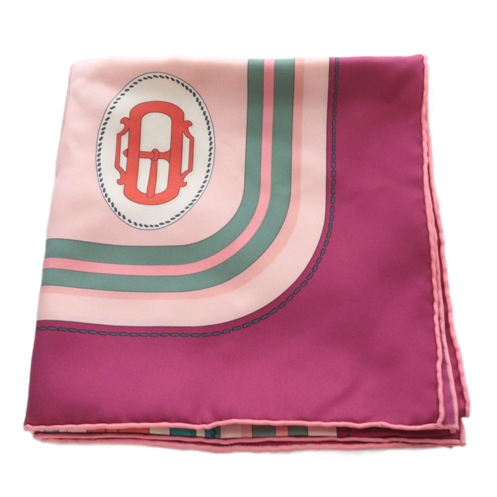 Hermes Scarf Carre 90 Bouclerie Moderne Modern Buckle Silk Prune Rosebell — view 6