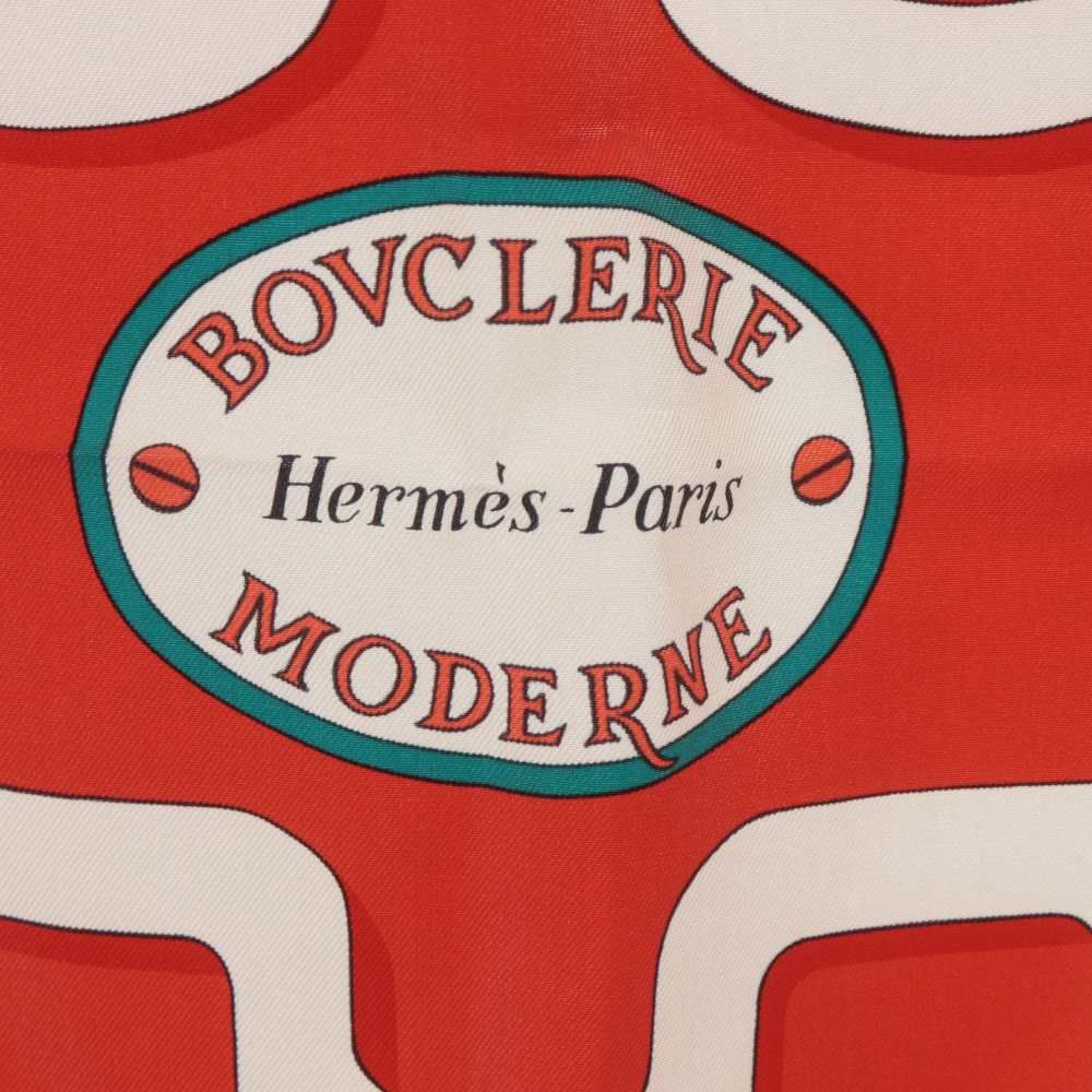 Hermes Scarf Carre 90 Bouclerie Moderne Modern Buckle Silk Prune Rosebell — view 2