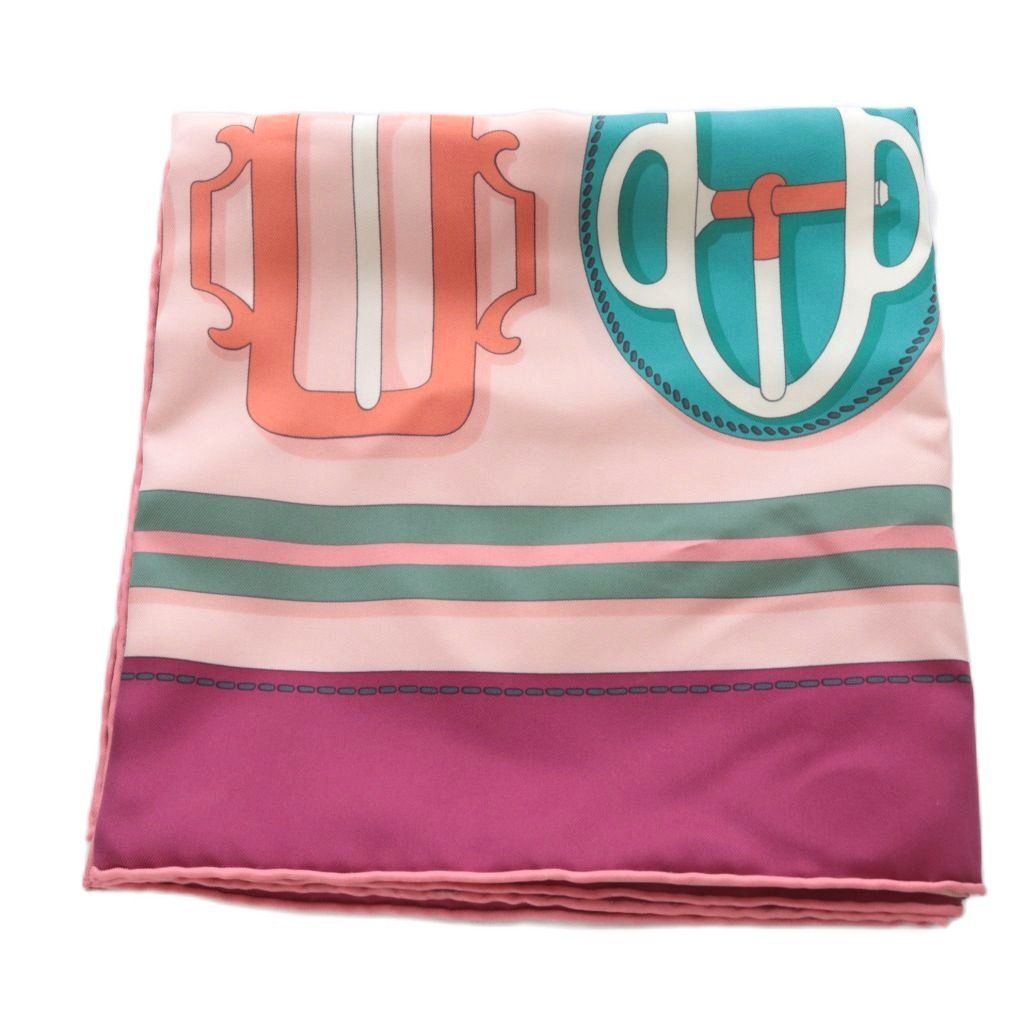Hermes Scarf Carre 90 Bouclerie Moderne Modern Buckle Silk Prune Rosebell — view 7