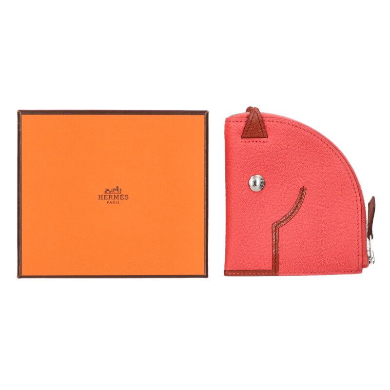 Hermes Paddock Leather Coin Case Pink Brown — view 2