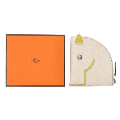 Hermes Paddock Leather Coin Case White Yellow — view 2