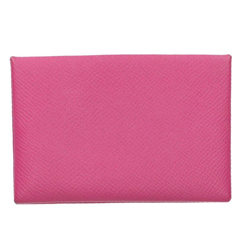 Hermes Calvi Leather Coin Purse Pink Tone — view 2
