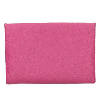 Hermes Calvi Leather Coin Purse Pink Tone — view 2
