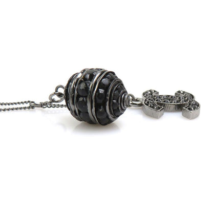 Chanel Necklace CC Logo Gunmetal Black — view 2