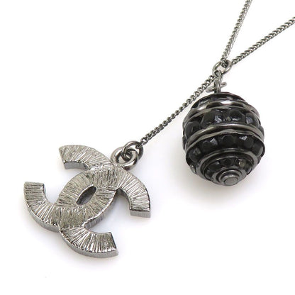 Chanel Necklace CC Logo Gunmetal Black — view 5