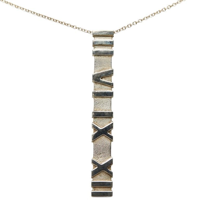 Tiffany & Co Atlas Plate Chain Pendant Necklace Silver — view 2