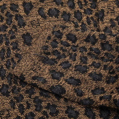 Fendi Leopard High Neck Top Long Sleeve Sweater Brown Black Wool — view 4