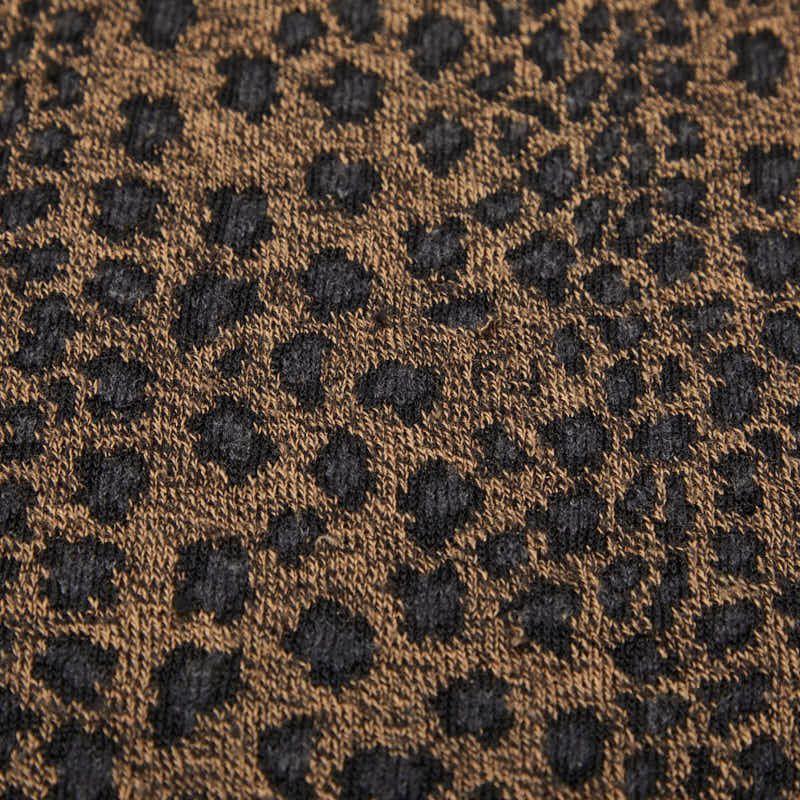 Fendi Leopard High Neck Top Long Sleeve Sweater Brown Black Wool — view 3