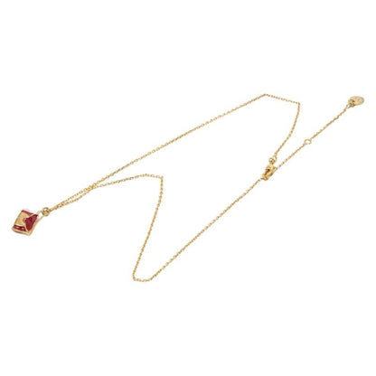 Celine Bag Motif Chain Pendant Necklace Gold Red Plated Enamel — view 4