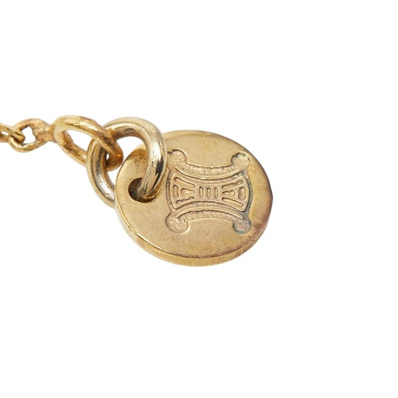 Celine Bag Motif Chain Pendant Necklace Gold Red Plated Enamel — view 6