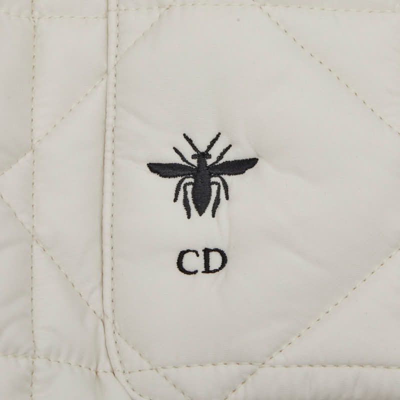 Dior Macro Cannage Quilted Sleeveless Bomber Jacket Vest White Ivory — view 3