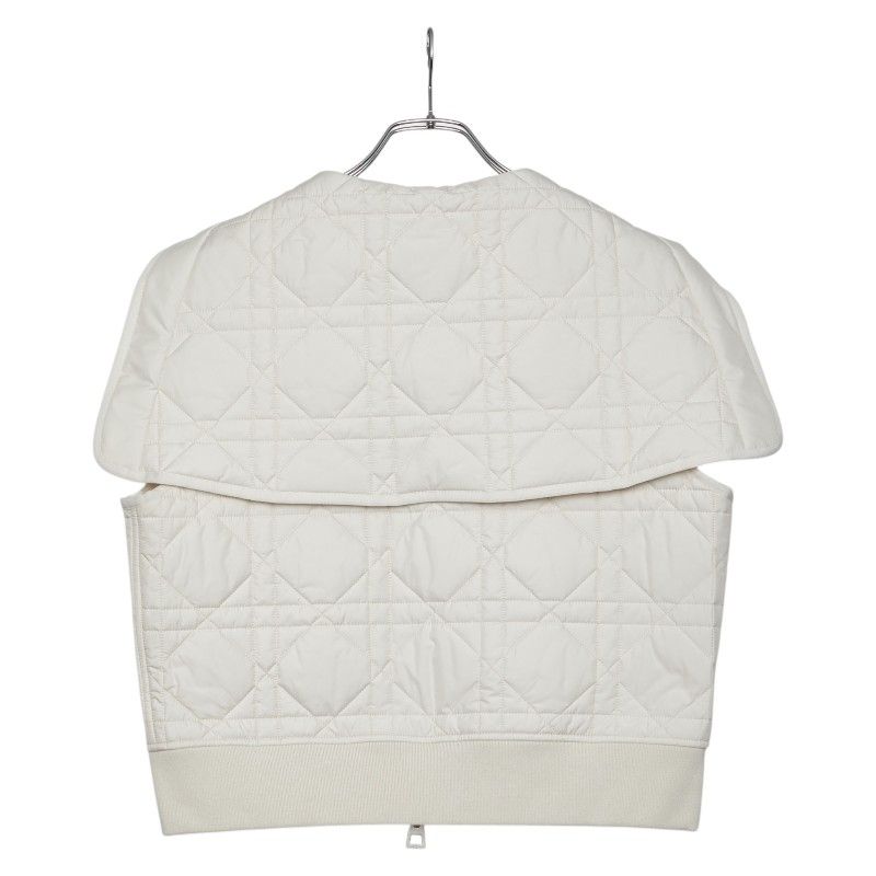 Dior Macro Cannage Quilted Sleeveless Bomber Jacket Vest White Ivory — view 2