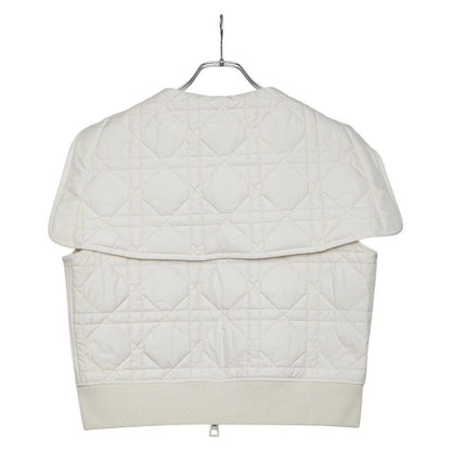 Dior Macro Cannage Quilted Sleeveless Bomber Jacket Vest White Ivory — view 2