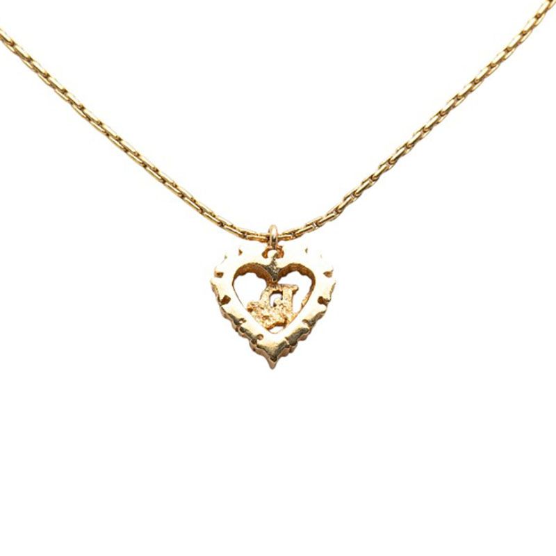 Dior Logo Heart Pendant Necklace Gold Plated — view 2