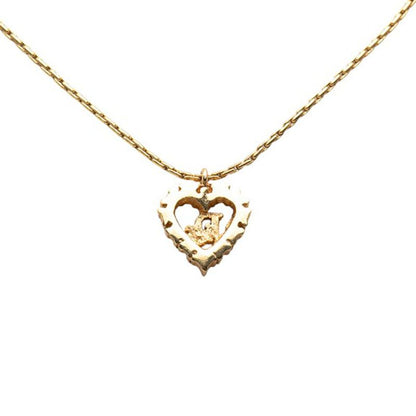 Dior Logo Heart Pendant Necklace Gold Plated — view 2