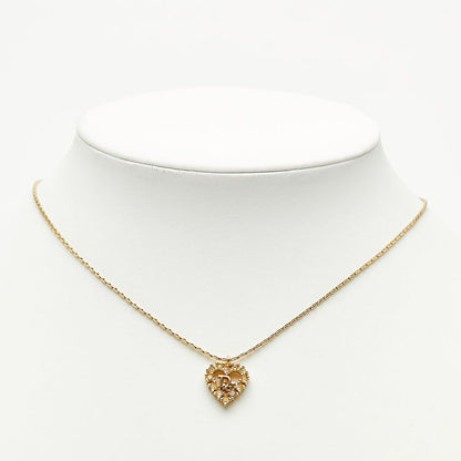 Dior Logo Heart Pendant Necklace Gold Plated — view 6