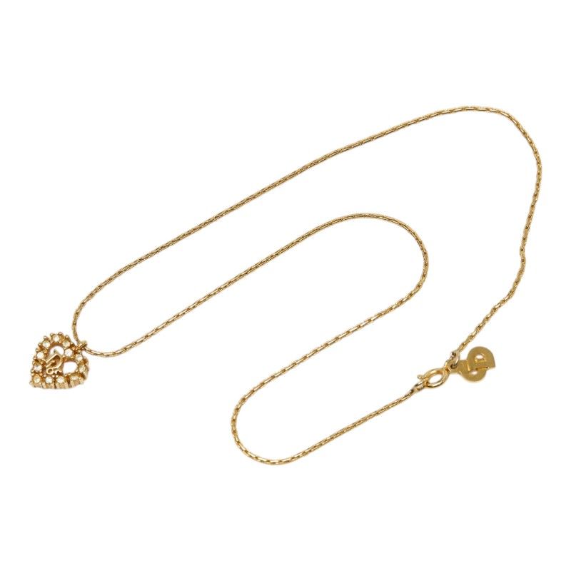 Dior Logo Heart Pendant Necklace Gold Plated — view 3