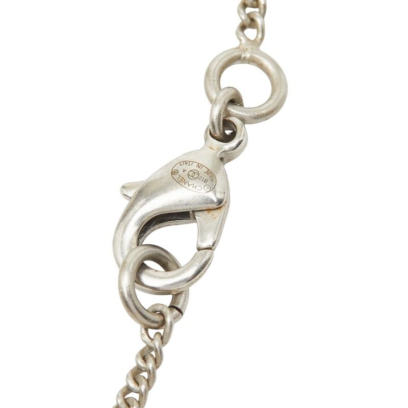 Chanel CC Logo Silver Black Metal Enamel Necklace — view 5