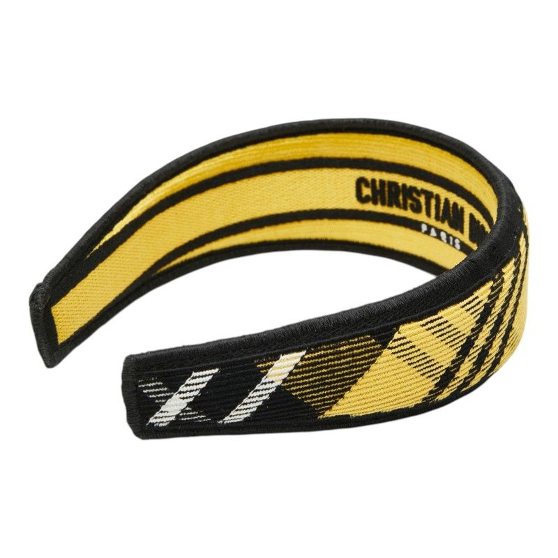Dior Check Headband Hair Yellow Multicolor Canvas — view 2