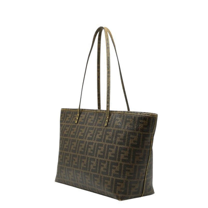 Fendi Zucca Brown Leather Tote Bag — view 2