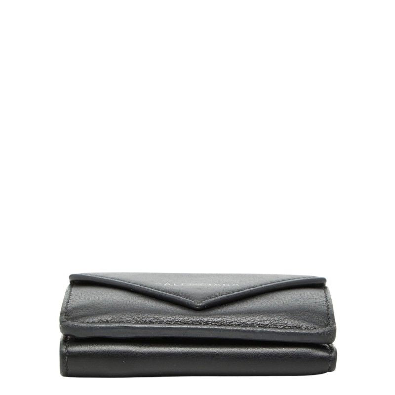 Balenciaga Paper Mini Wallet Trifold Compact Black Leather — view 3