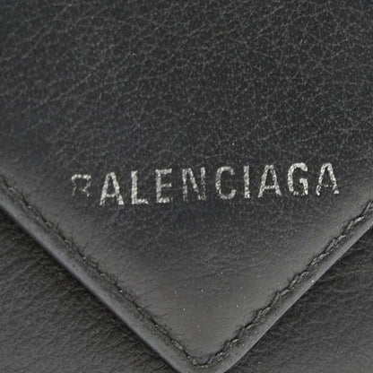 Balenciaga Paper Mini Wallet Trifold Compact Black Leather — view 6