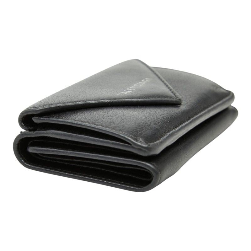 Balenciaga Paper Mini Wallet Trifold Compact Black Leather — view 5