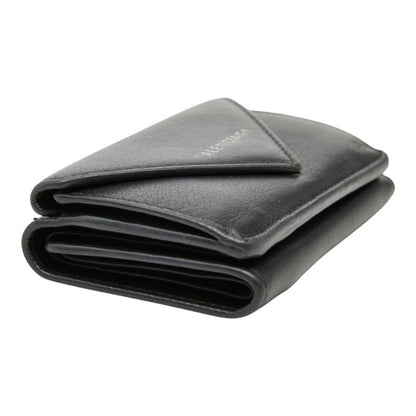 Balenciaga Paper Mini Wallet Trifold Compact Black Leather — view 5
