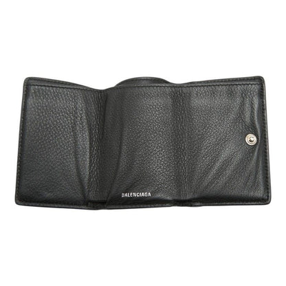 Balenciaga Paper Mini Wallet Trifold Compact Black Leather — view 9