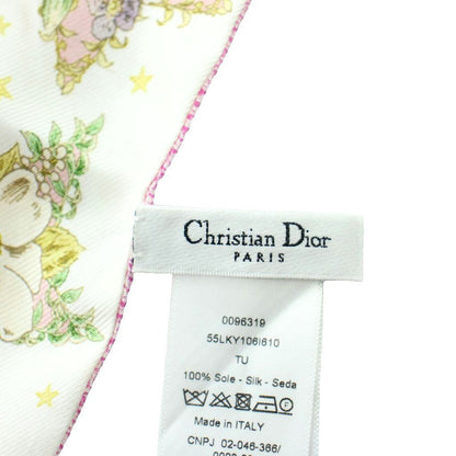 Dior Lucky Star Mitzah Ribbon Scarf Logo Silk All Over Pattern Pink — view 3