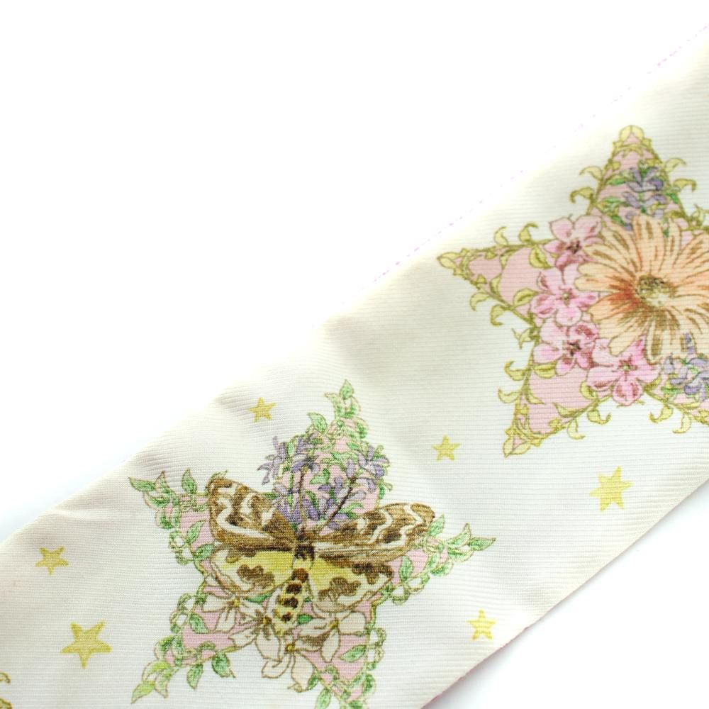 Dior Lucky Star Mitzah Ribbon Scarf Logo Silk All Over Pattern Pink — view 6