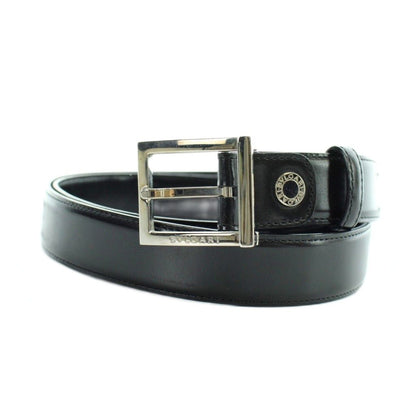 Bvlgari Belt Silver Leather Logo 110 44 Black — view 2