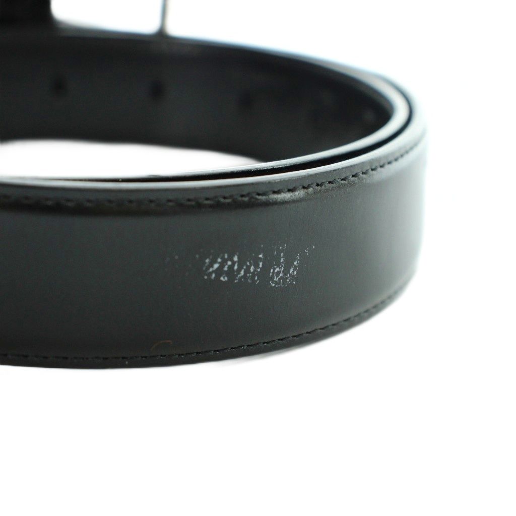 Bvlgari Belt Silver Leather Logo 110 44 Black — view 4