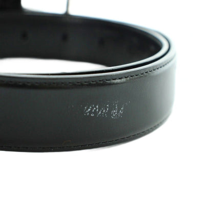 Bvlgari Belt Silver Leather Logo 110 44 Black — view 4